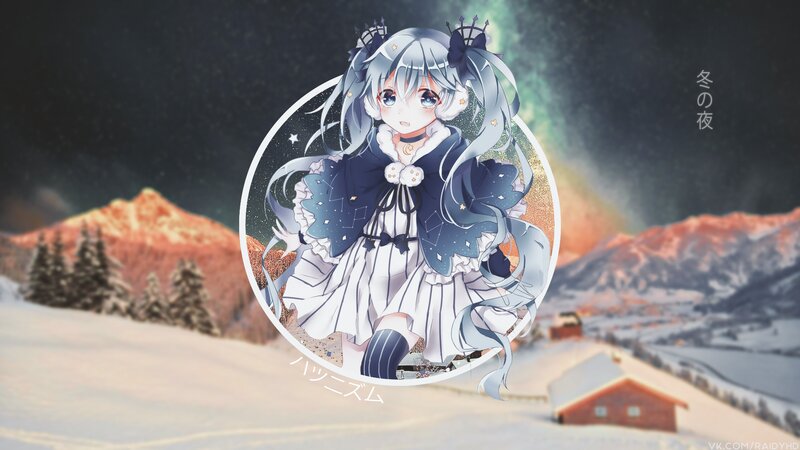Anime Girl in Winter Dress — White, Serene