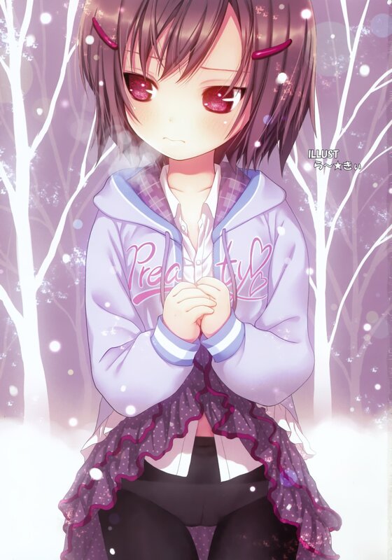 anime girl in winter forest