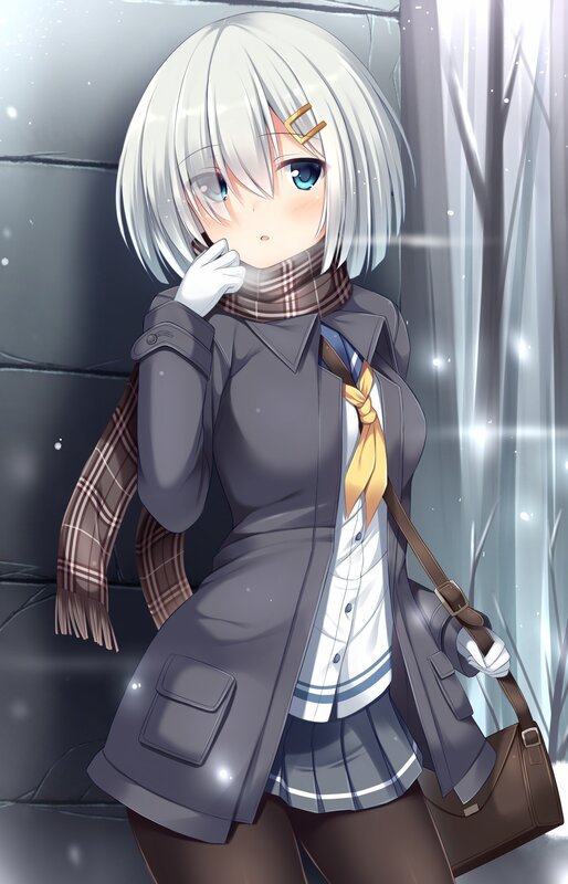 Anime Girl in Winter — Gray, Calm
