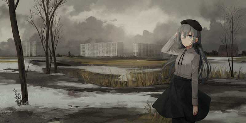 Anime Girl in Winter — Gray, Dreary