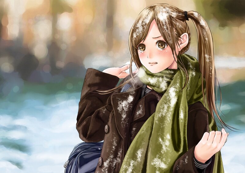 Anime Girl in Winter — Green