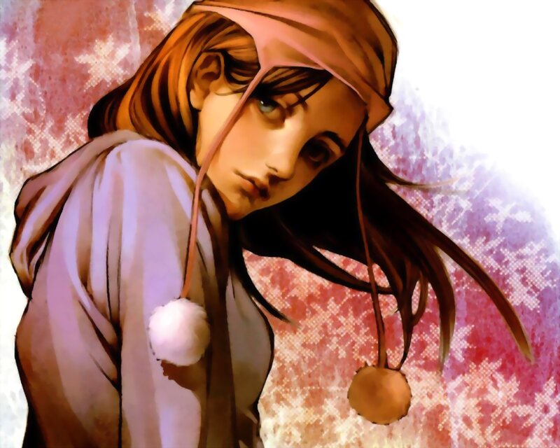 Anime Girl in Winter Hat — Brown
