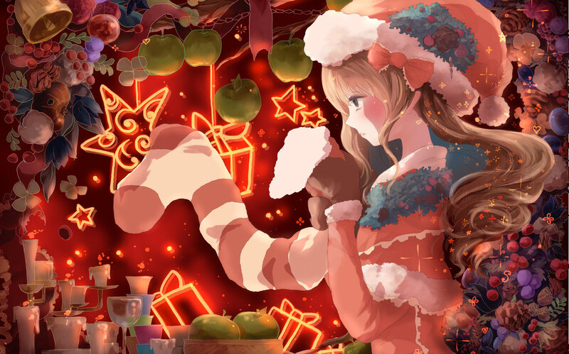 Anime Girl in Winter Hat — Red