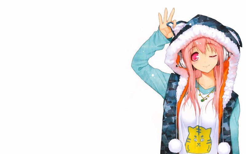 anime girl in winter hoodie
