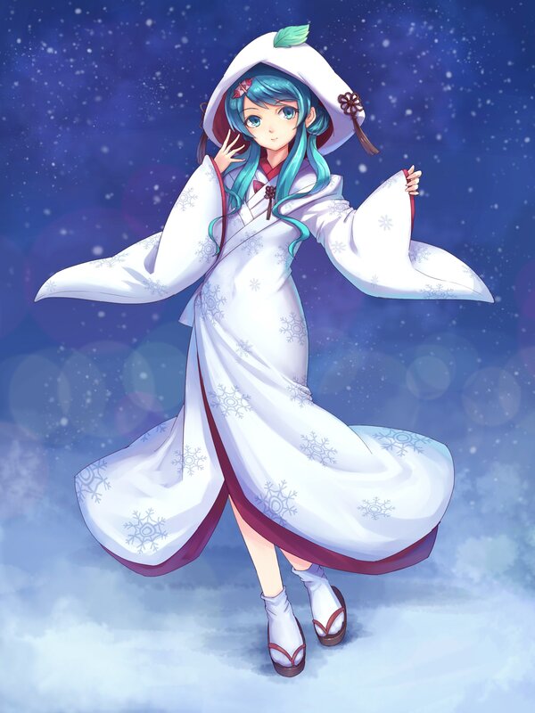 anime girl in winter kimono