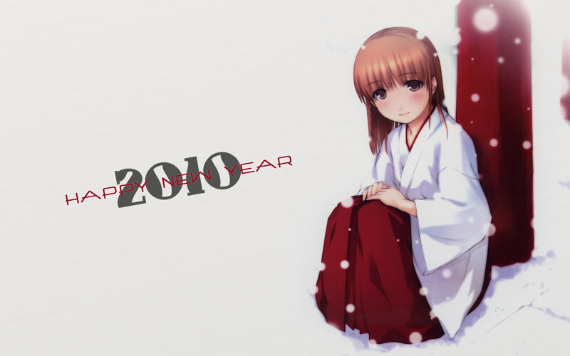 anime girl in winter kimono
