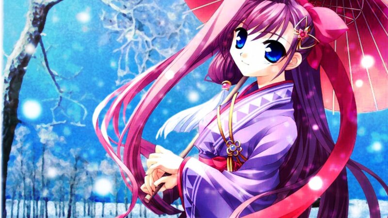 anime girl in winter kimono