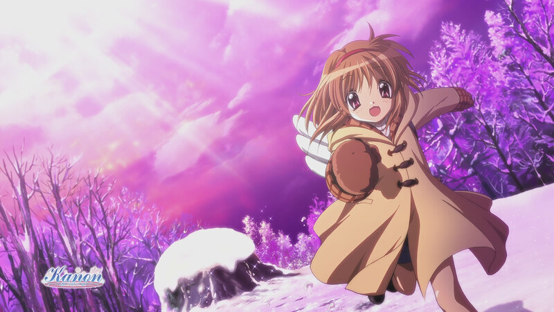 Anime girl in winter landscape