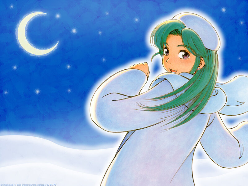 Anime girl in winter night