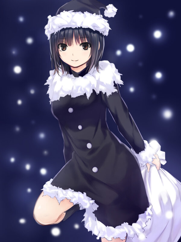 Anime Girl in Winter Outfit — Black