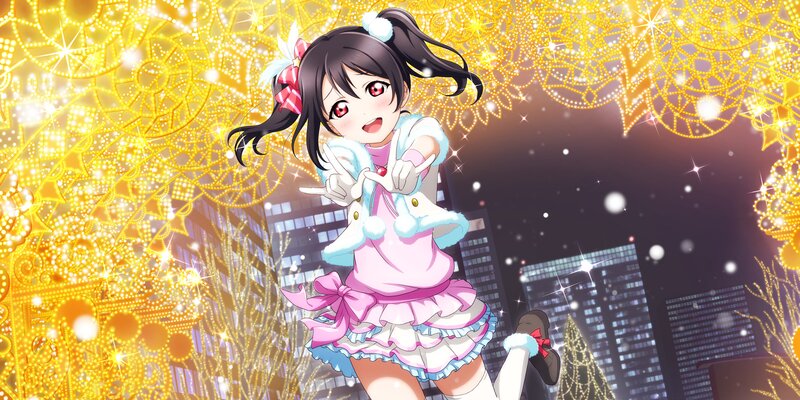 Anime Girl in Winter Outfit — Pink, Festive, Night