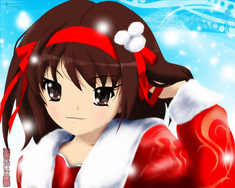 Anime Girl in Winter Outfit — Red