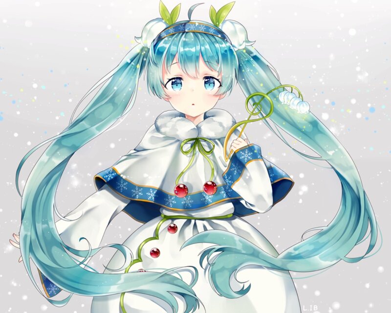 Anime Girl in Winter Outfit — White, Serene