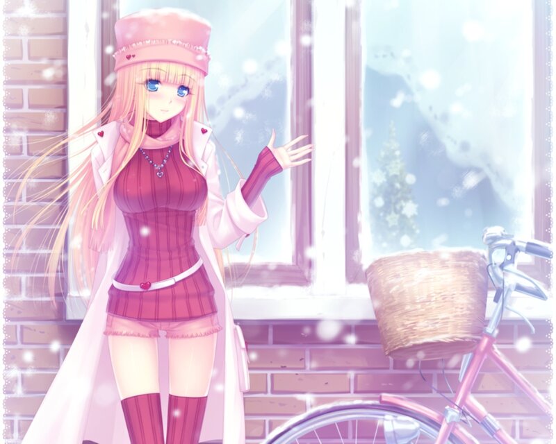 Anime Girl in Winter — Pink, Calm
