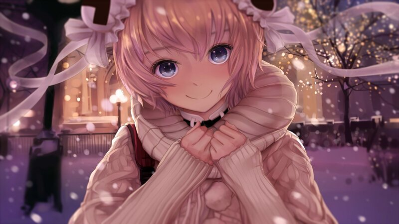 Anime Girl in Winter — Pink, Serene