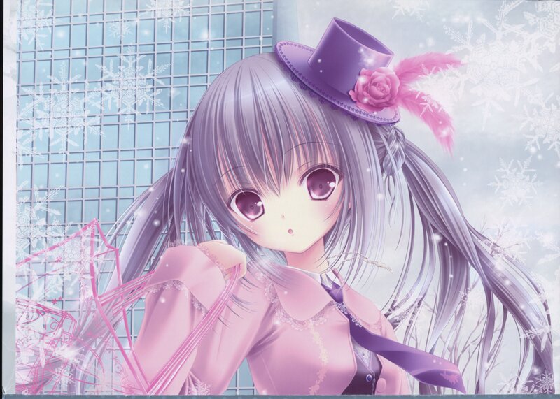 Anime Girl in Winter — Purple, Calm, Digital Art