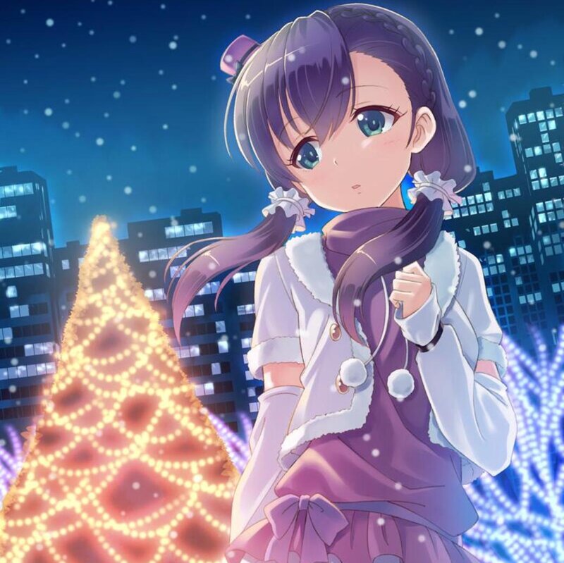 Anime Girl in Winter — Purple, Festive