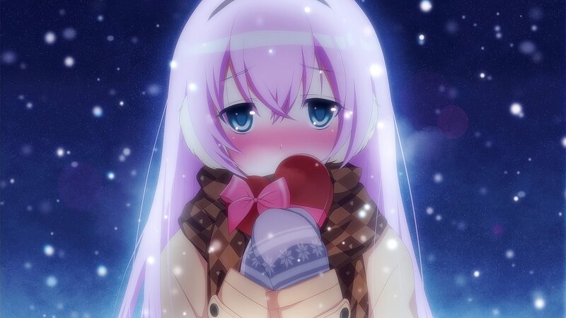 Anime Girl in Winter — Purple, Serene, Night, Snow