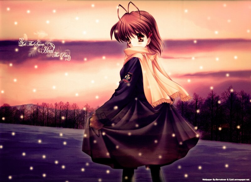 Anime Girl in Winter — Purple, Serene