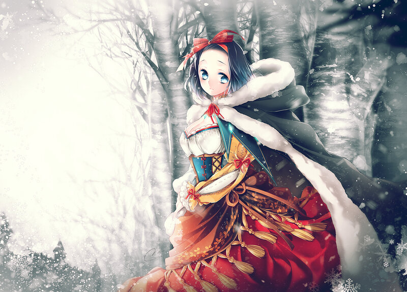 Anime Girl in Winter — Red, Serene