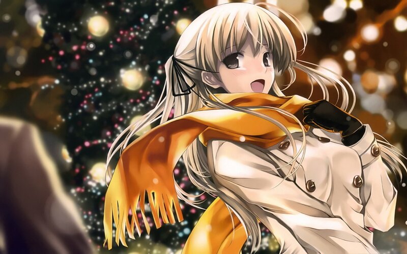 anime girl in winter scarf