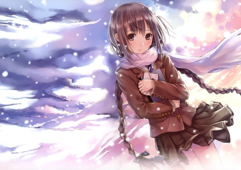 anime girl in winter scarf