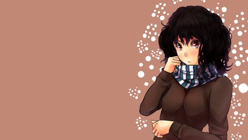 anime girl in winter scarf