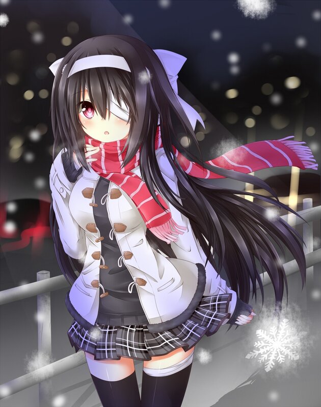 anime girl in winter scarf