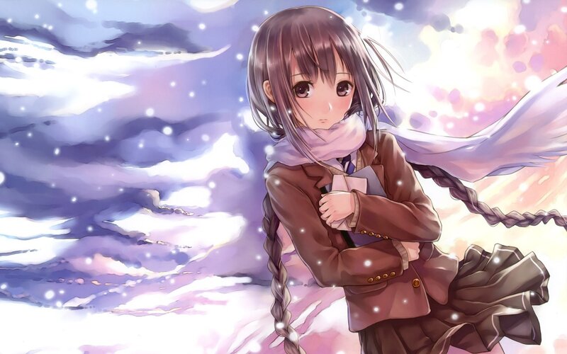 anime girl in winter scarf