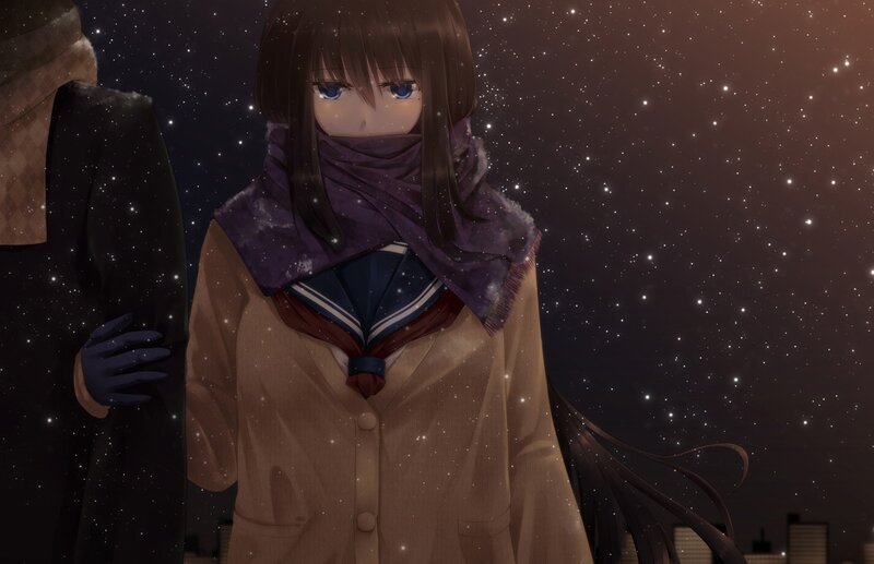 anime girl in winter scarf