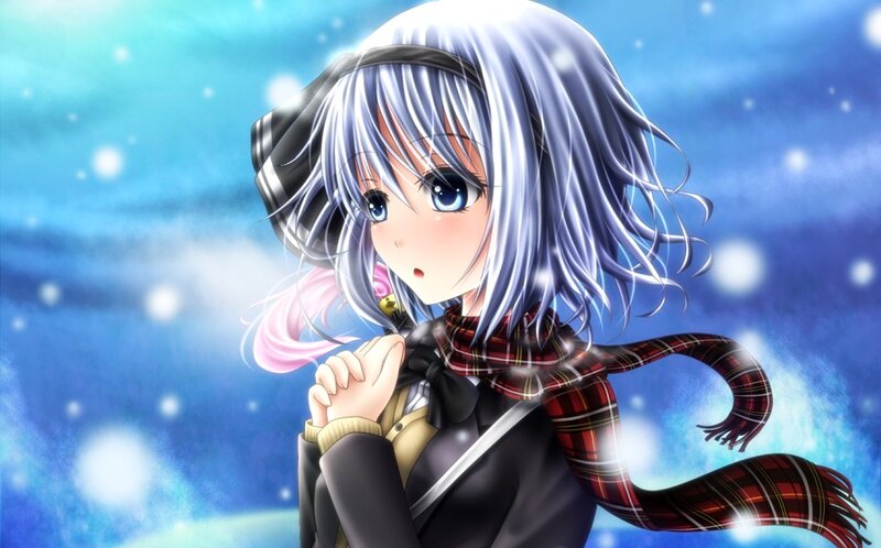 anime girl in winter scarf