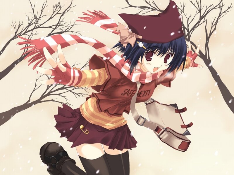 anime girl in winter scarf