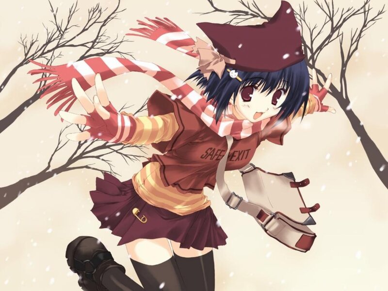 anime girl in winter scarf