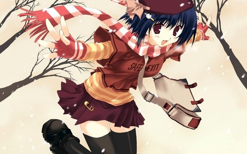 anime girl in winter scarf