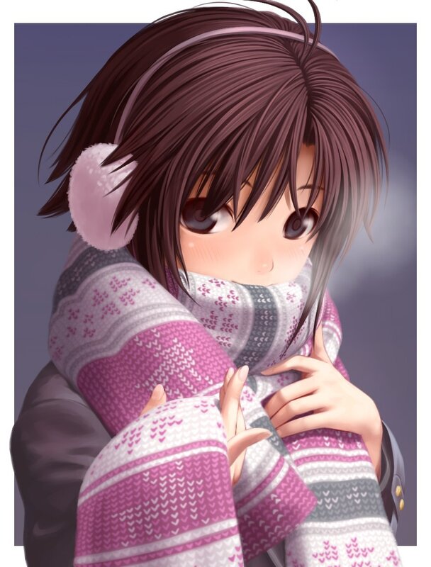 anime girl in winter scarf