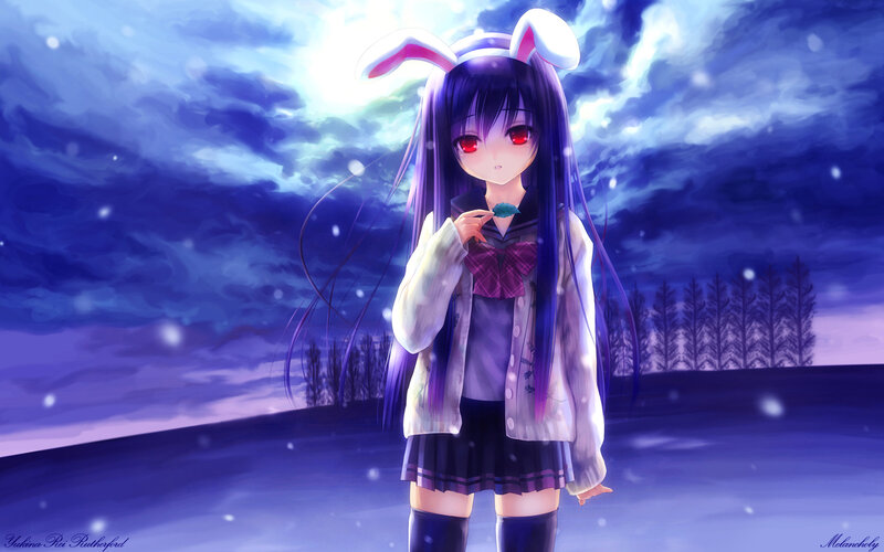 Anime girl in winter scene