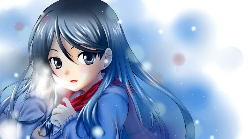 anime girl in winter scene