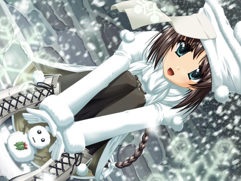 anime girl in winter scene