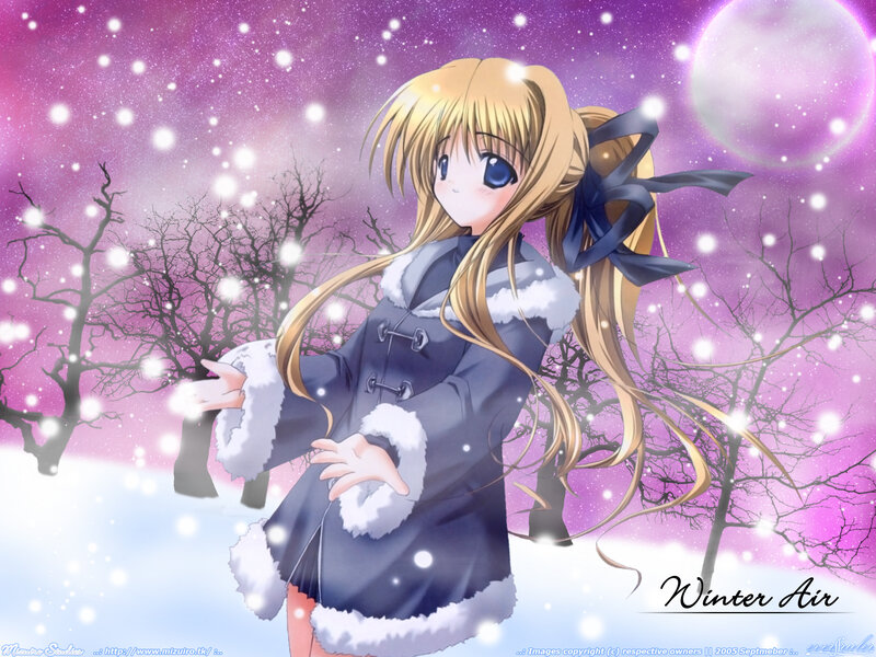 Anime girl in winter scene
