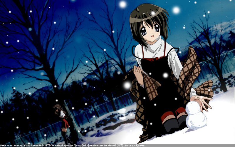 Anime girl in winter scene