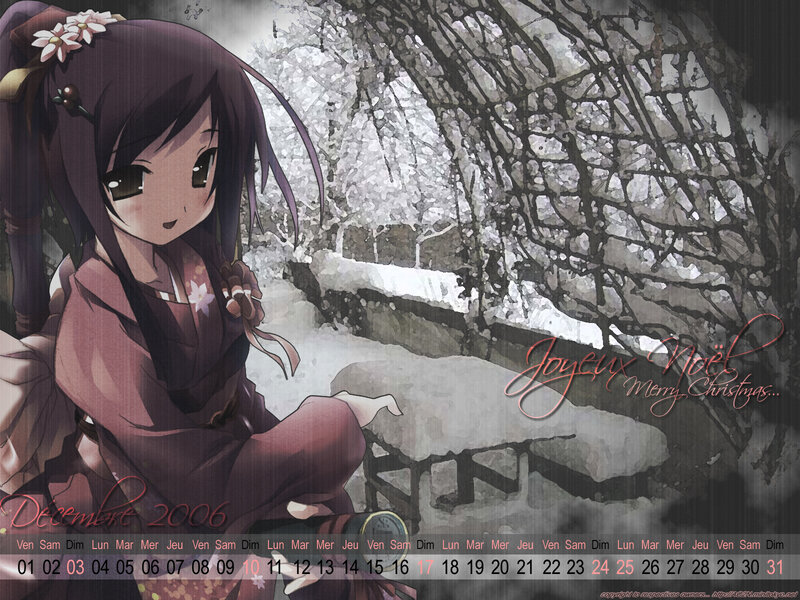Anime girl in winter scene