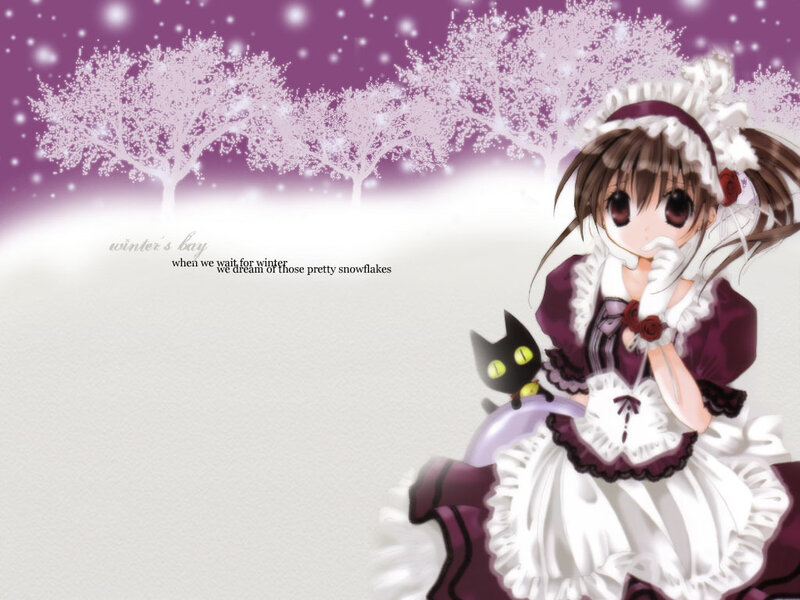 anime girl in winter scene