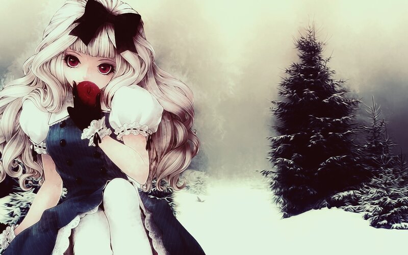 anime girl in winter scene