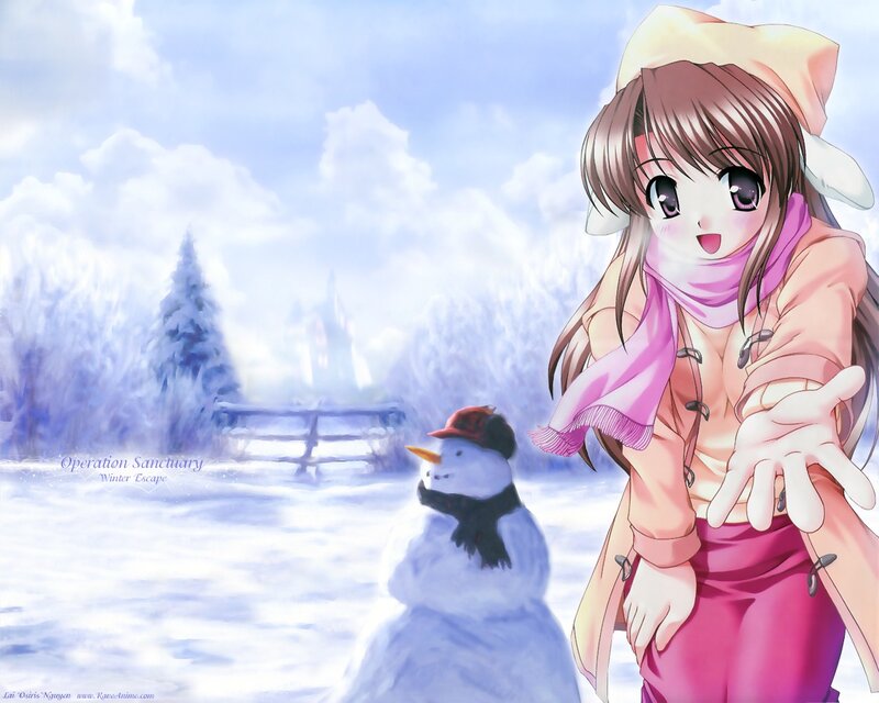 Anime girl in winter scene