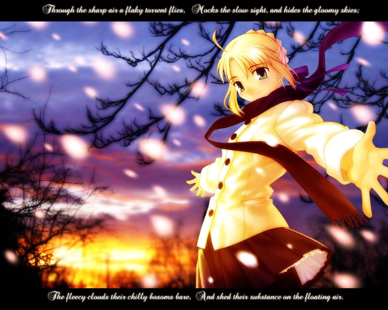 Anime girl in winter scene