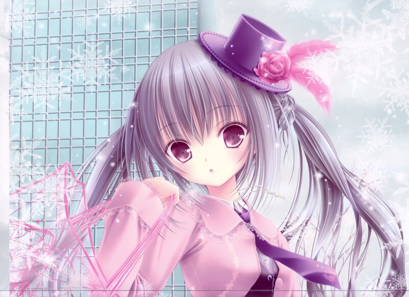 anime girl in winter scene