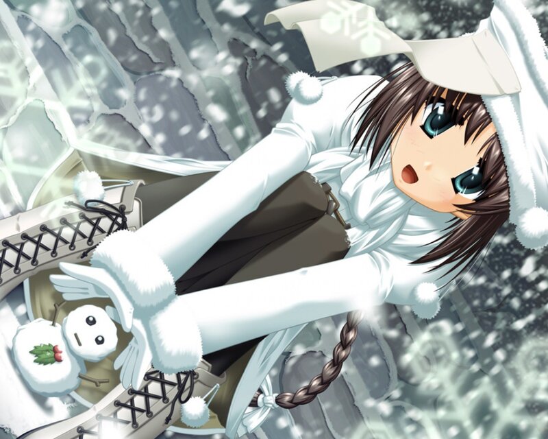 anime girl in winter scene