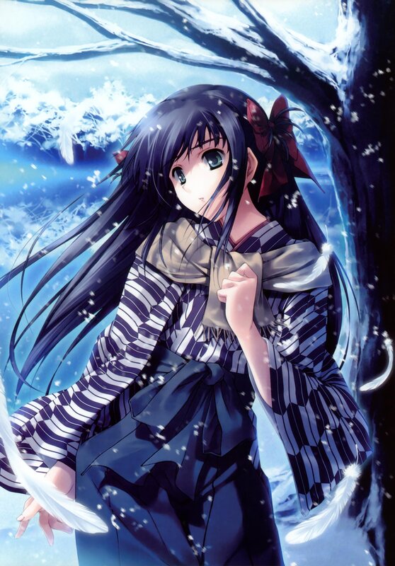 anime girl in winter scene