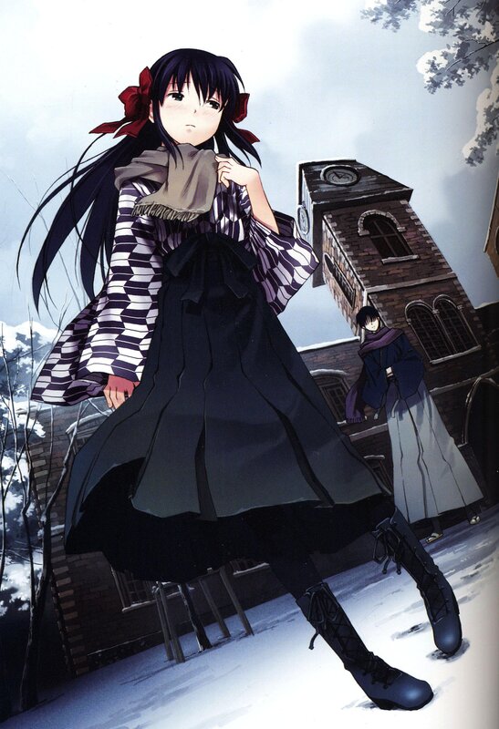 Anime girl in winter scene