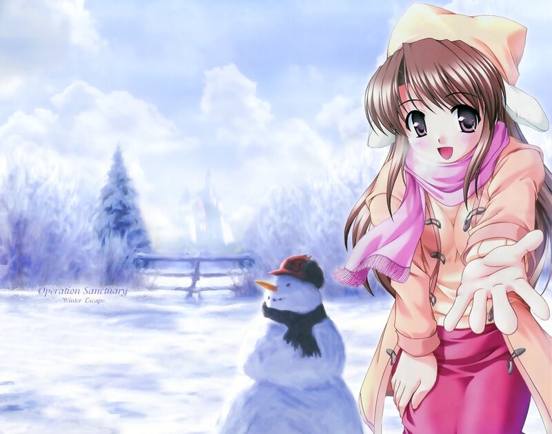 Anime girl in winter scene